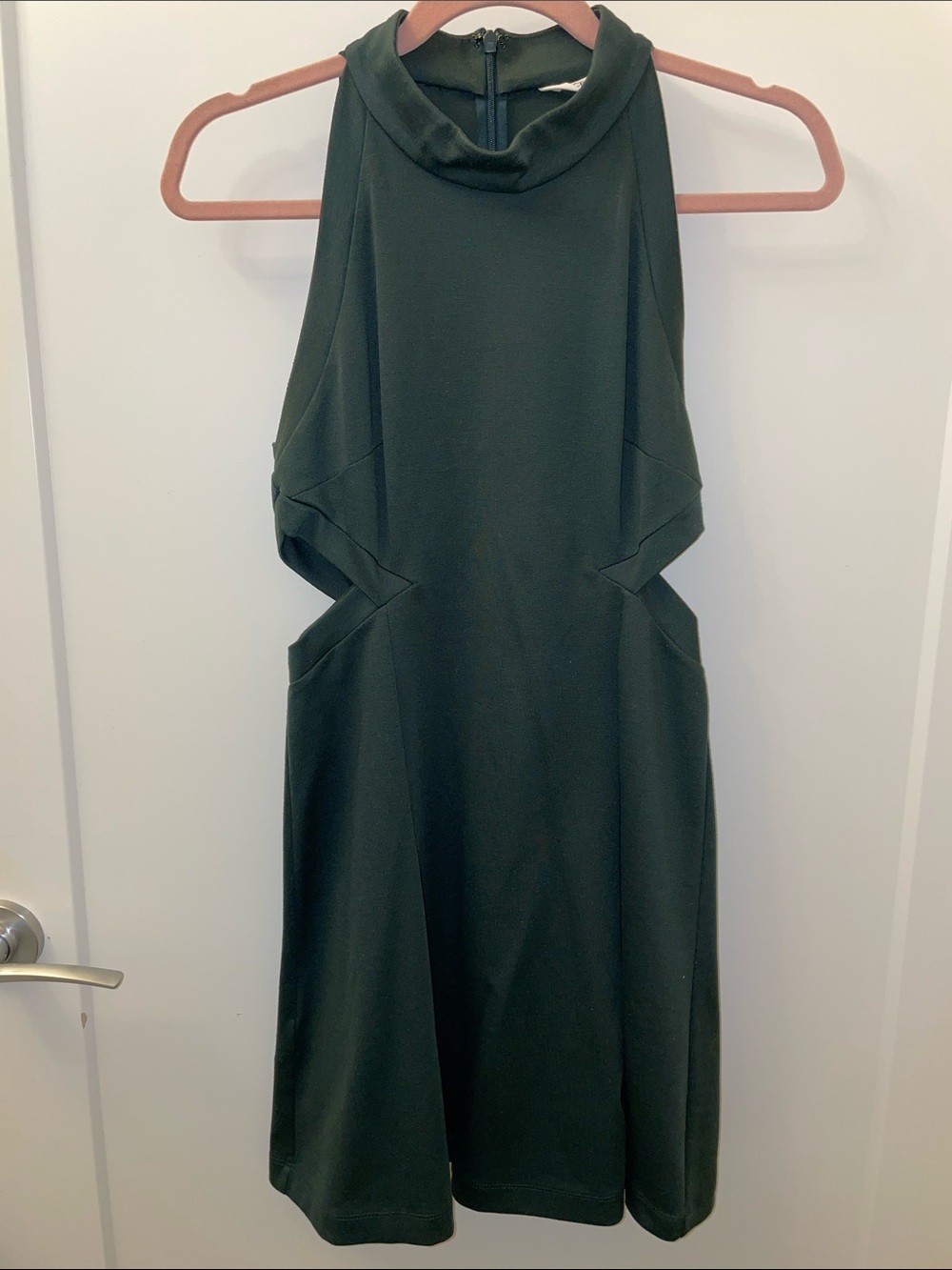 BCBGeneration Forest Green Sleeveless Cutout Mini Dress